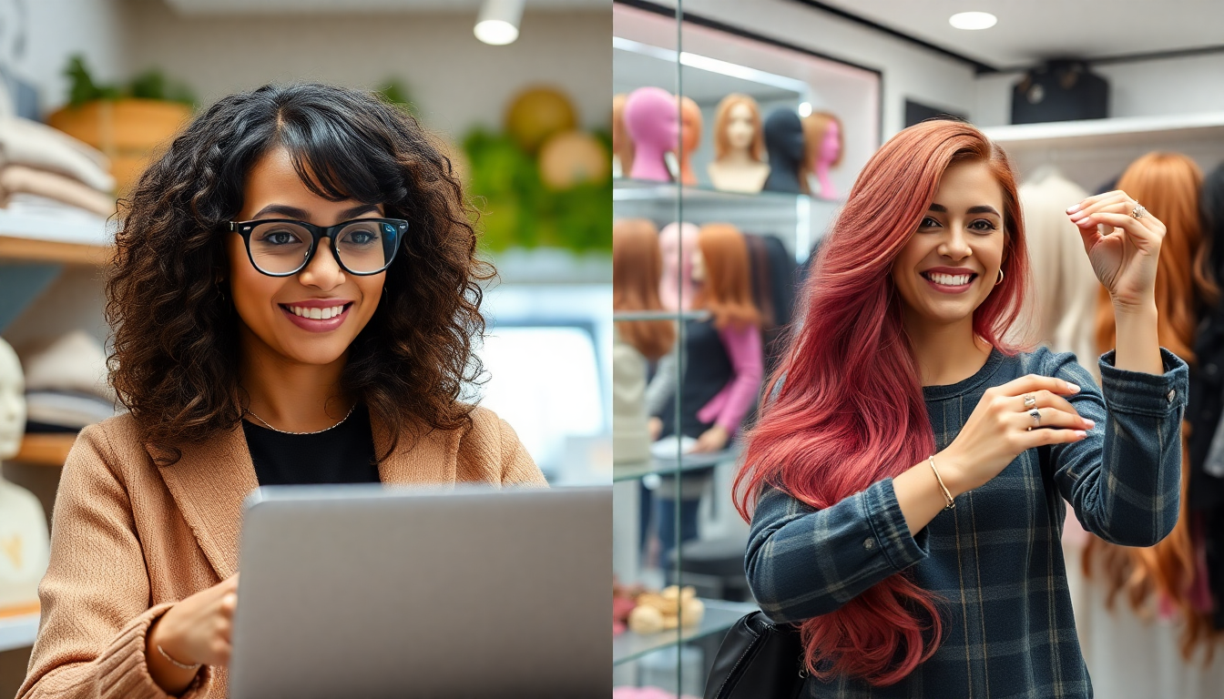 Comparison of in-store pickup vs home delivery for wigs with shoppers exploring options