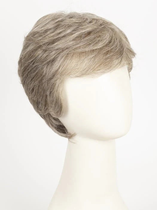 HairUWear realistic men's wigs for thinning hair short layered ash gray cut on mannequin showing natural density