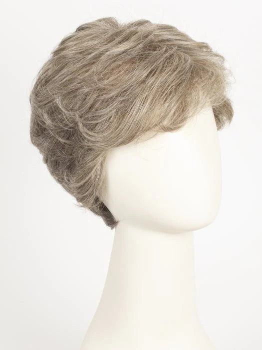 HairUWear short ash brown layered wig on mannequin realistic men's wigs for thinning hair natural look
