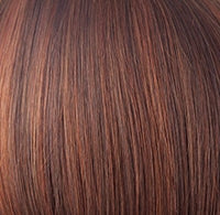 Wigalert short layered synthetic wig close up of chestnut brown smooth fibers with natural shine and highlights