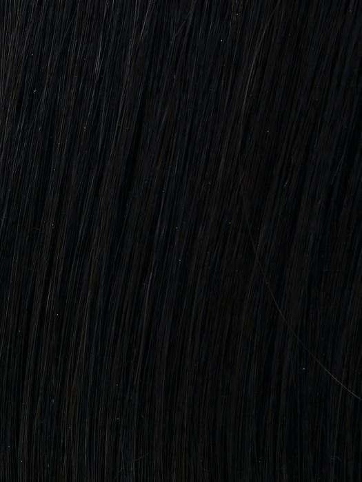 Dapper HIM wig for men jet black straight hair close up showing smooth natural looking fiber texture