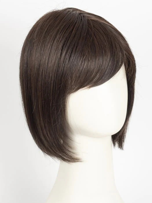 Short brown bob wig on mannequin chestnut tone alternative to blonde synthetic wig Ellen Wille for casual wear