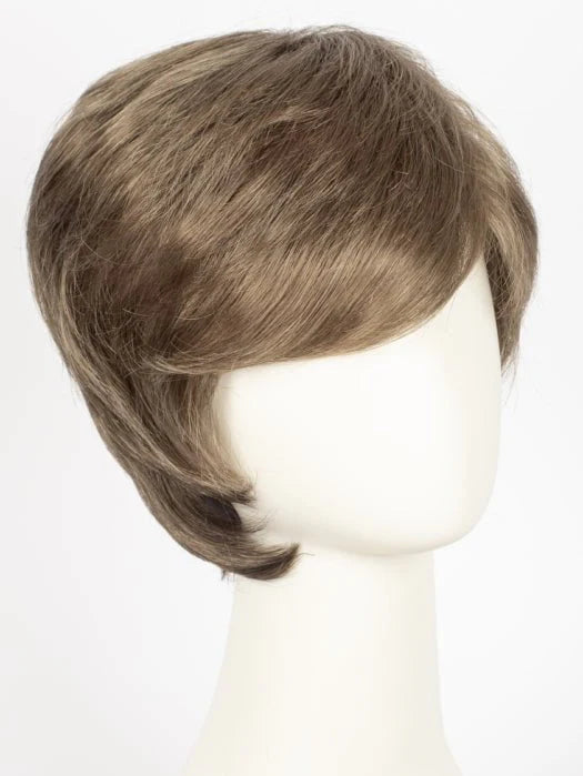 Ellen Wille George men's wig short light brown layered style on mannequin with side swept fringe