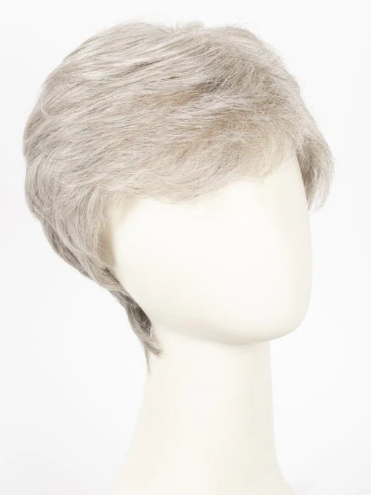 HairUWear men's natural look wig in ash gray short layered style on mannequin for everyday wear and discreet coverage