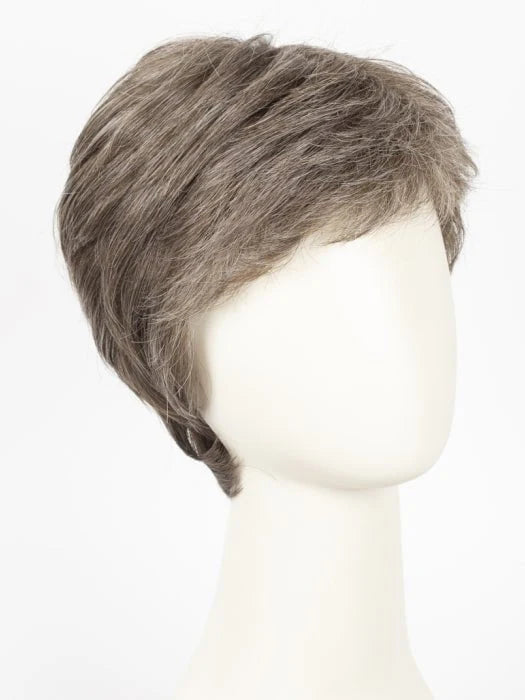 HairUWear men's natural look wig short layered gray hair on mannequin for realistic everyday wear
