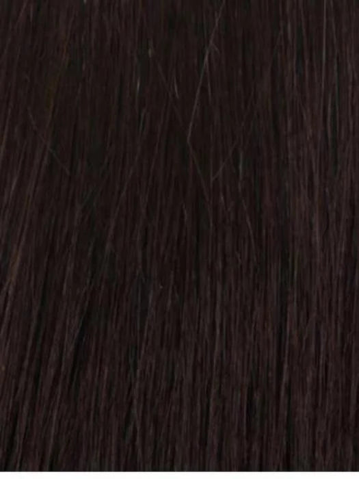 Smooth dark brown human hair wiglet for thinning hair with a natural appearance and easy styling options
