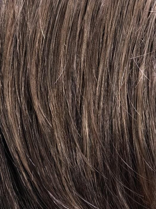 Ellen Wille close up of brown hair texture showing natural look men's wig for thinning hair
