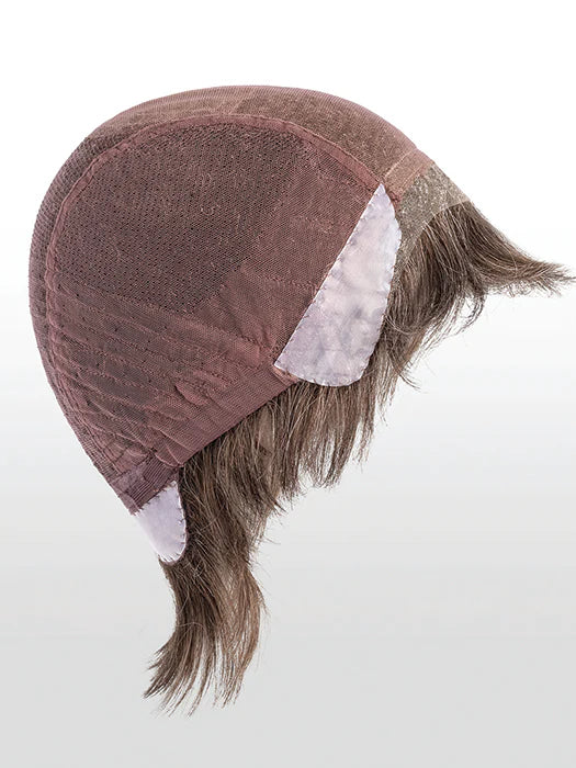 Ellen Wille interior cap view of brown short hair natural look men's wig for thinning hair showing ear tabs