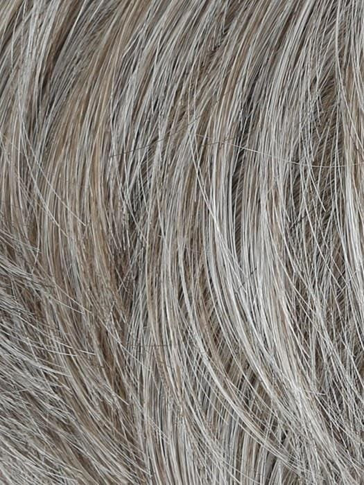 HairUWear men's chiseled wig in ash gray salt and pepper blend showing realistic hair texture and natural highlights