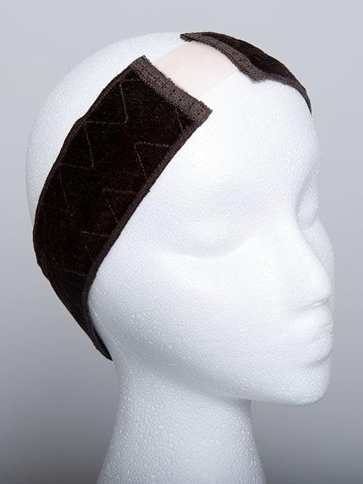 Non-slip wig headband with silk front on a mannequin showing its soft and secure design