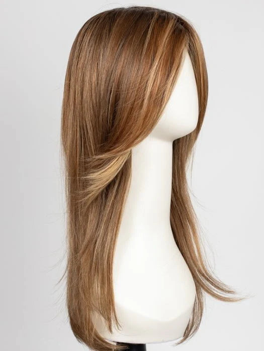 Premium synthetic wigs for women featuring long brown hair with subtle highlights