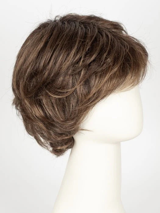Short layered synthetic wigs for women in a soft brown style with natural-looking volume