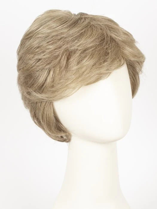 HairUWear men's classic wig short layered ash blonde style with natural texture and side swept bangs