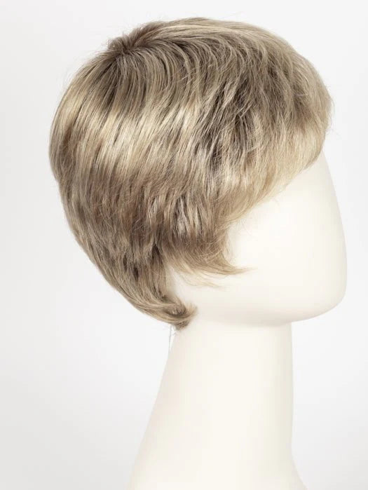 Ellen Wille Risk wig short ash blonde layered pixie on mannequin for natural looking everyday wear