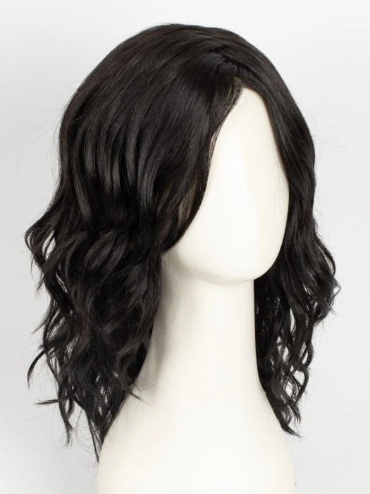 HairUWear Admirable HIM wig for men. Dark chestnut wavy shoulder length wig with natural side part for everyday style