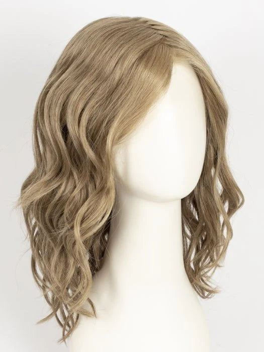 Admirable HIM wig for men. HairUWear shoulder length wavy blonde wig with side part on mannequin head