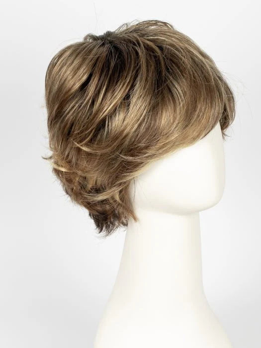 Ellen Wille Raise wig short layered highlighted blonde style on mannequin side view natural volume