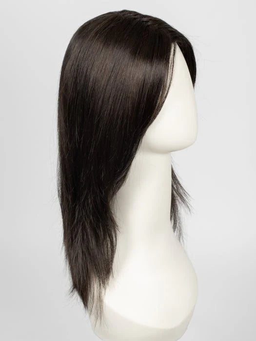 Dark brown straight wig on mannequin showing length and layered cut for natural looking blonde wig product images